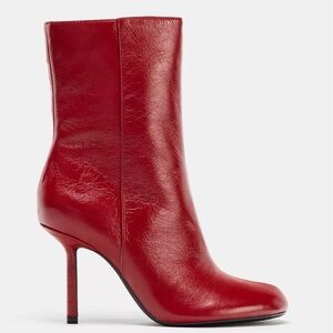 Zara Red Heeled Leather Boots